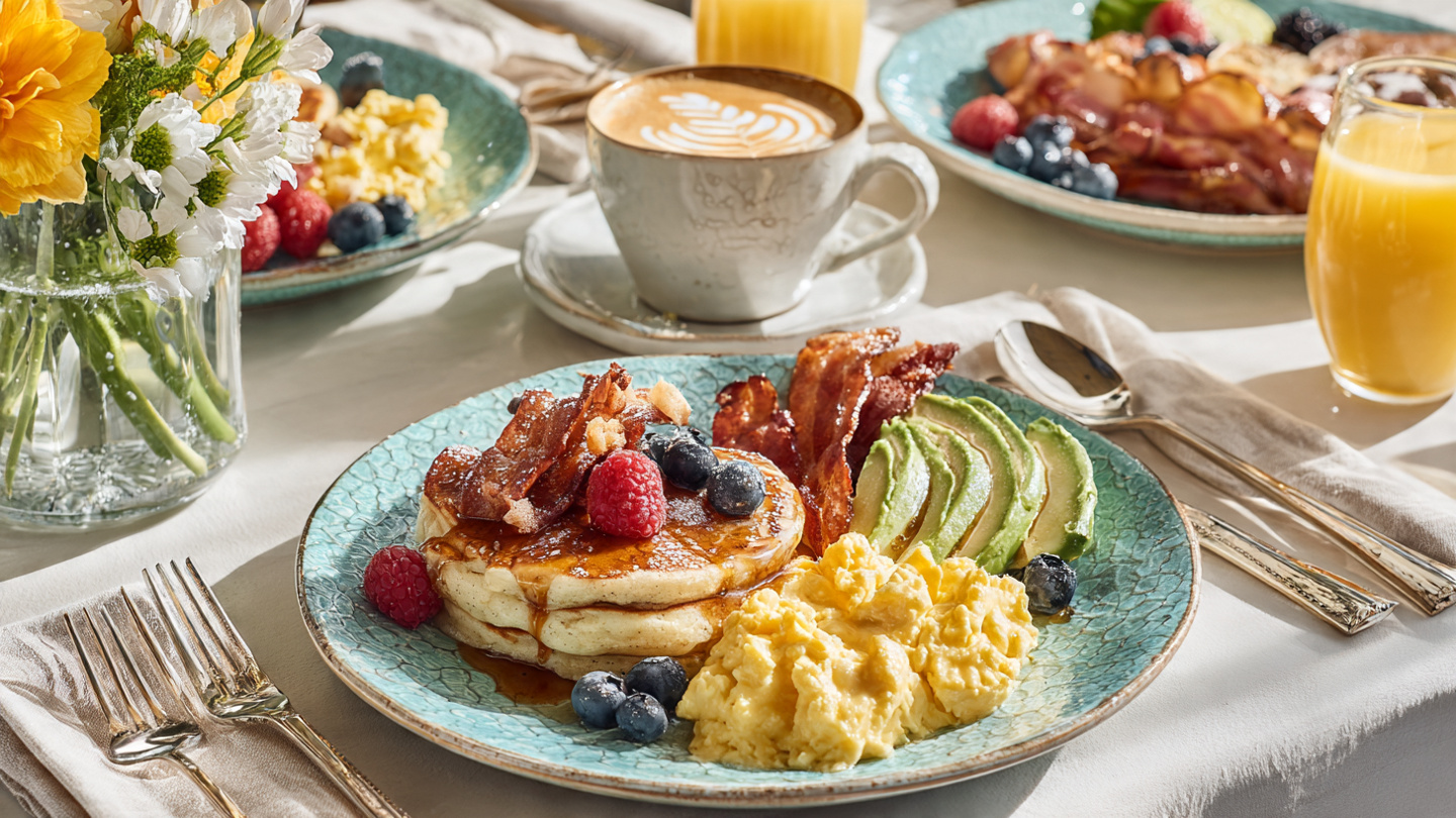 Morning favorites including pancakes, eggs, pastries, and brunch classics to start your day right.