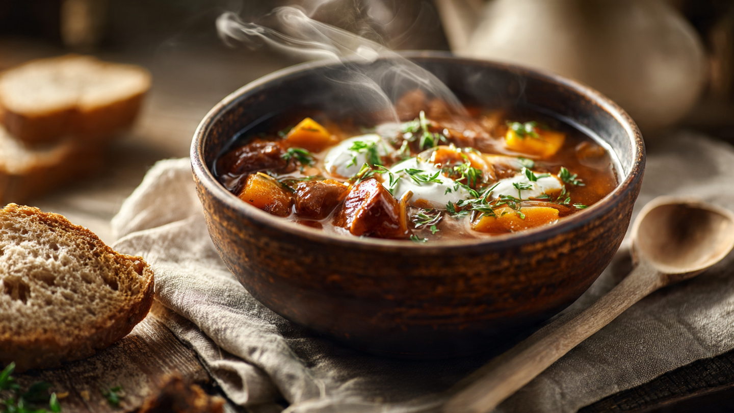 Comforting bowls of warmth. Hearty stews, creamy soups, broths, and one-pot meals.