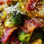 Bacon and Parmesan Brussels Sprouts with Black Garlic