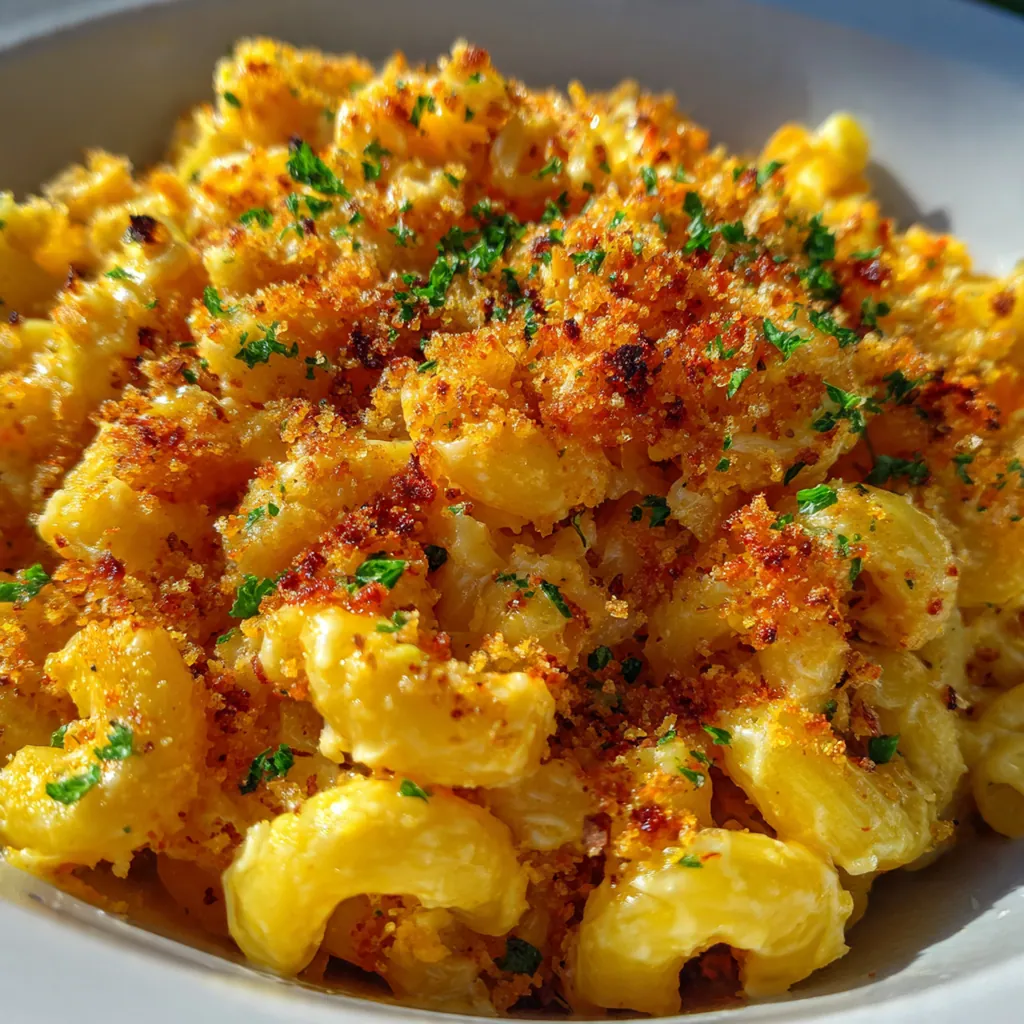 A family-style table setting with a large baking dish of mac and cheese next to a green salad