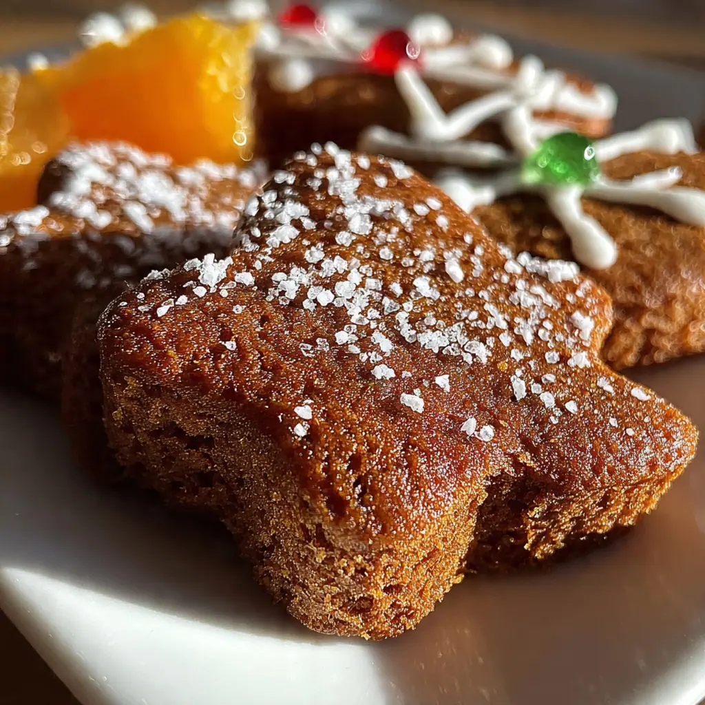 Close-up of a slice of old fashioned gingerbread with a tender crumb next to a cup of steaming coffee