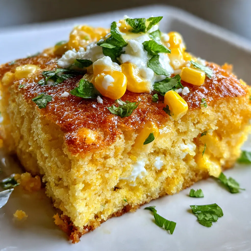 A festive dinner plate featuring sweet corn cake alongside grilled carne asada, fresh salsa, and lime wedges