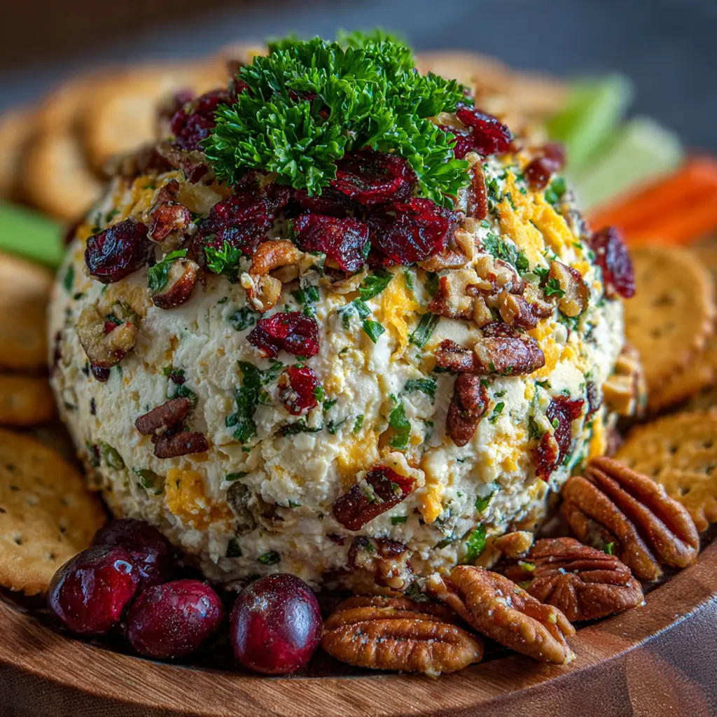 All the ingredients for a Christmas cheese ball arranged beautifully on a kitchen counter