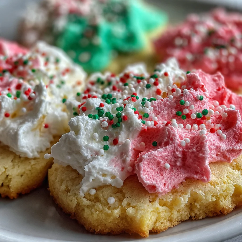 A festive holiday tin filled to the brim with light, buttery whipped shortbread cookies ready for gifting