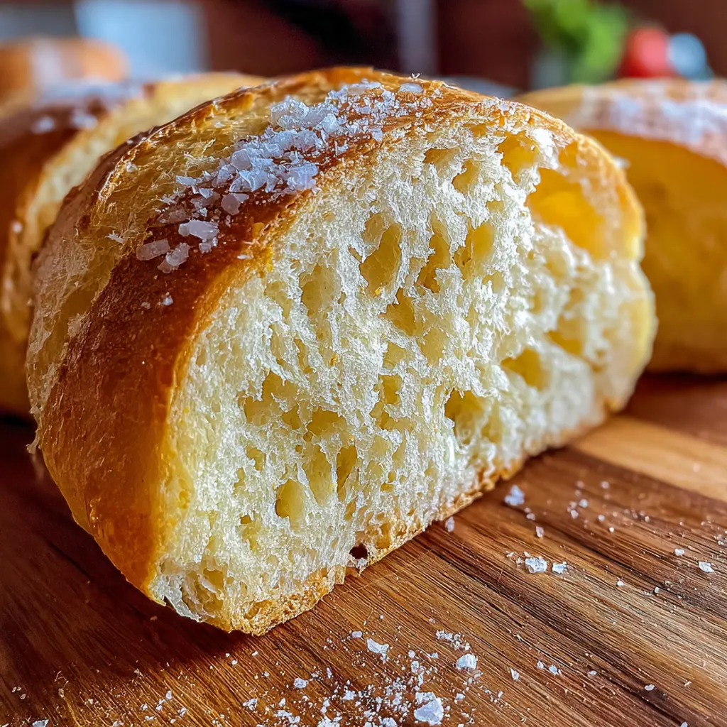 Close-up of a perfectly sliced piece of soft, airy homemade bread with a crisp crust