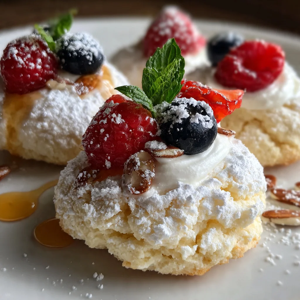 Close-up of a whipped shortbread cookie with a bright red maraschino cherry pressed into its center