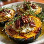 Maple Pecan Goat Cheese Roasted Acorn Squash