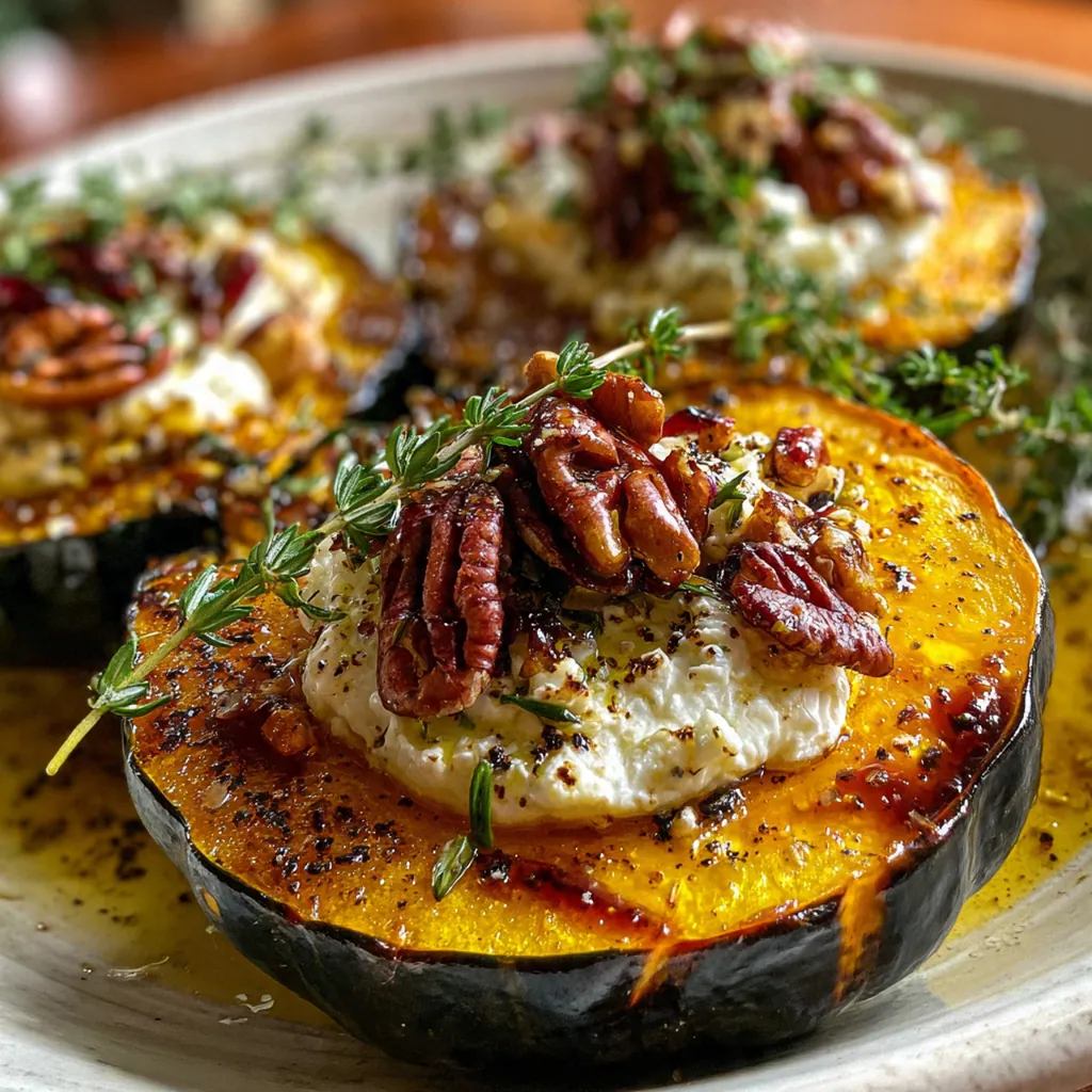 Maple Pecan Goat Cheese Roasted Acorn Squash