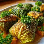 Savoy Cabbage Rolls Stuffed With Pumpkin